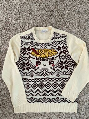 Maruchan Cream Graphic Knit Sweater - kids size XL